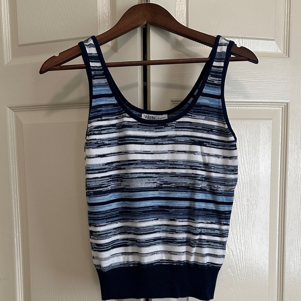 NWT White House Black Market Navy and White Striped Tank Top